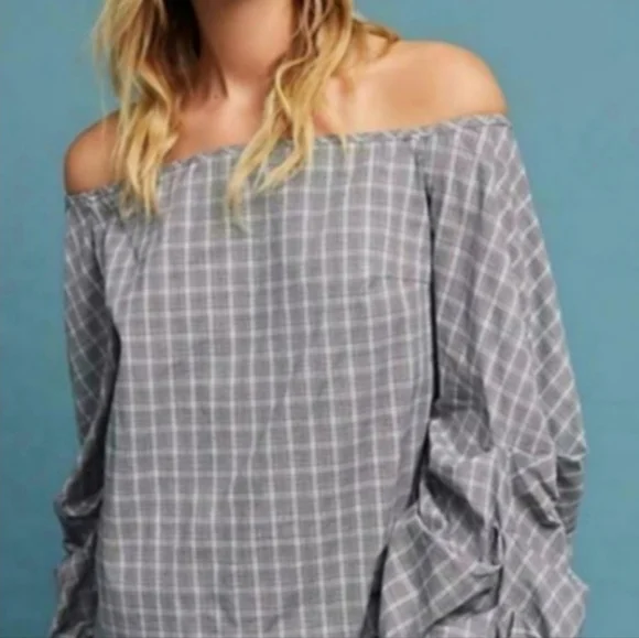 🎈4-$10🎈🖤HP! Anthropologie | Statement Sleeves Off Shoulder Top XS