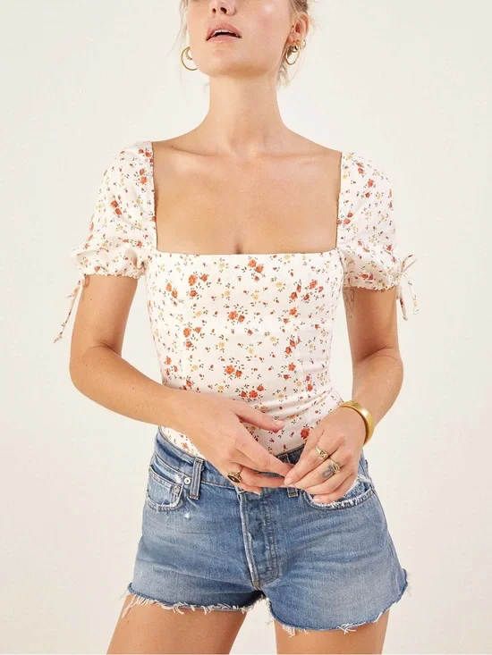 Reformation River Top in Veronica Floral