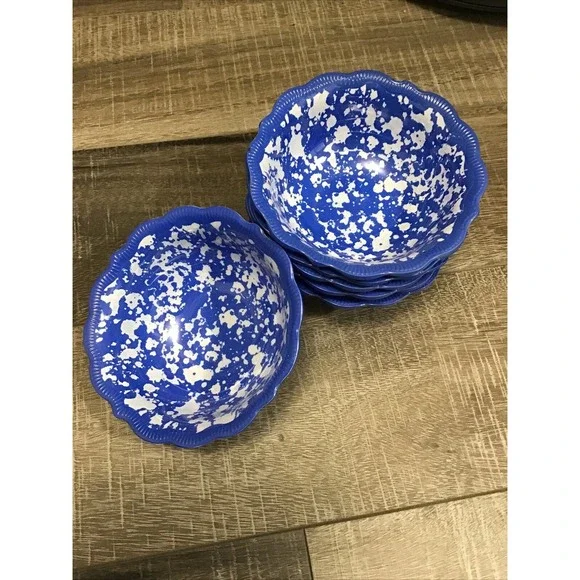 Pioneer Woman‎ Melamine Dip Bowls Cobalt Country Splatter Pattern Set of 6 NEW