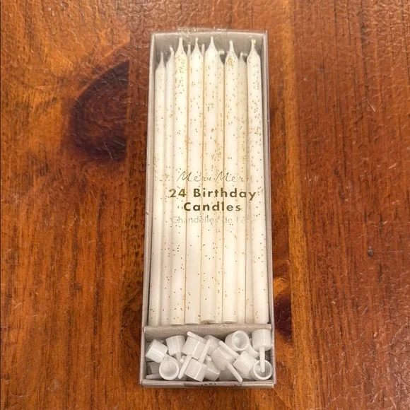 Meri Meri White Glitter Birthday Candles
