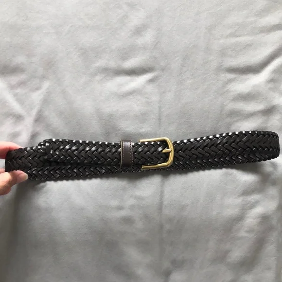 Youth Weaved Brown Leather Adjustable Belt NWOT