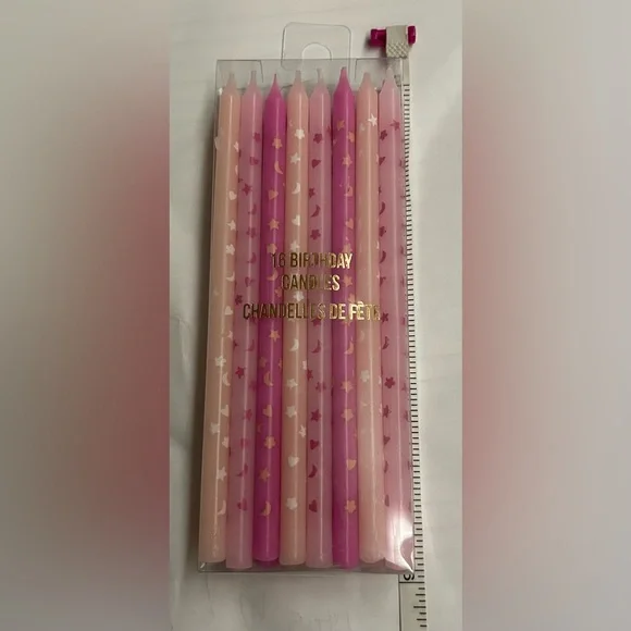New 16 Pink Birthday Candles Stars Moon Hearts Meri Meri