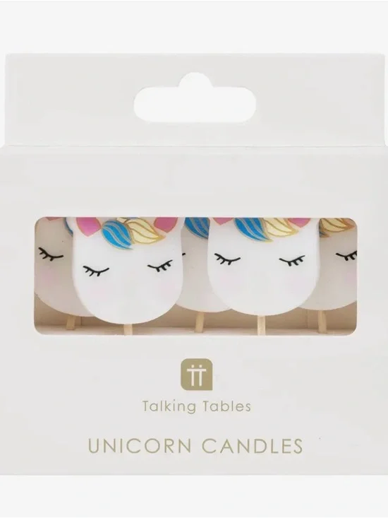 White Unicorn Candles - Set of Party Picks 5 per package