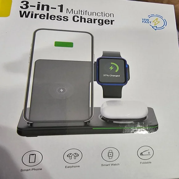 Unbranded 3-in-1 Wireless Charger One Size Black