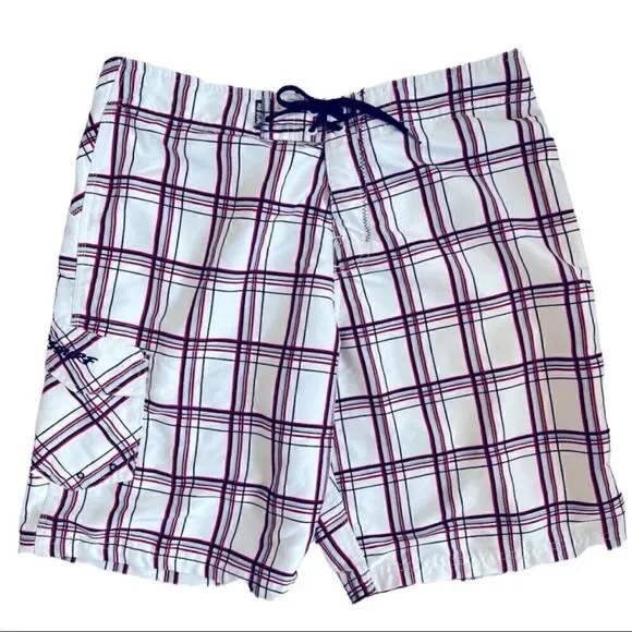 RS Surf Swim Trunks White/Red/Grey/Black Men’s Size 34