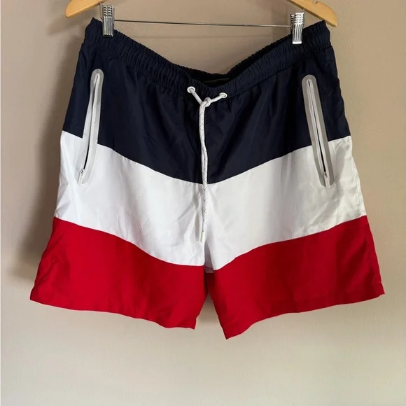 CSG Starboard Board Shorts Mens XL Navy White Red Colorblock Swim Trunks 1805446