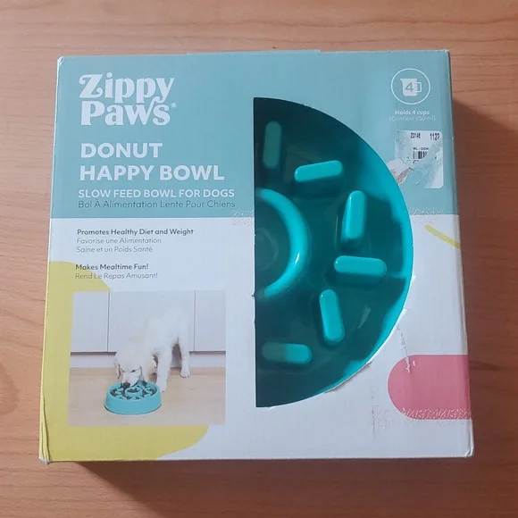 New Zippy Paws Happy Bowl Slow Feeder Donut, Green, Dog Bowl