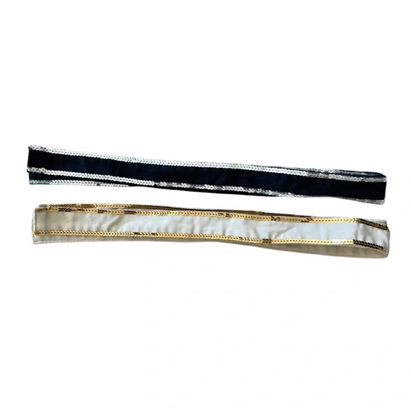 Two Kids’ Black and Beige Sequins Belts