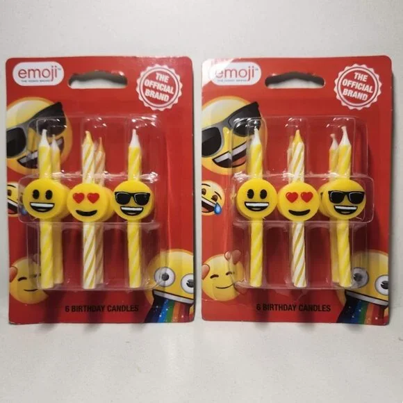 NEW 12 Emoji Candles Birthday Party Supplies Decor NIP Candle Cake Topper Happy