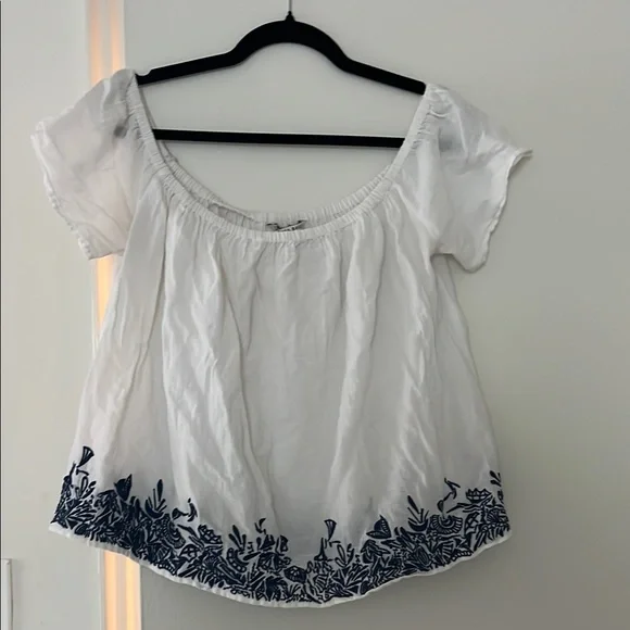 Zara White Puff Sleeve Smocked Blouse - Size S