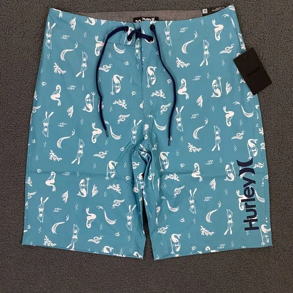 Hurley Deep Sea AOP Swim Board Short Mens 30 Blue Seadoo 9.5