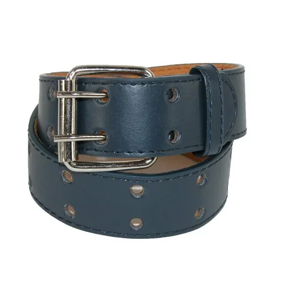KIDS Navy Blue Genuine Leather Two Hole Belt Roller Buckle New All Sizes