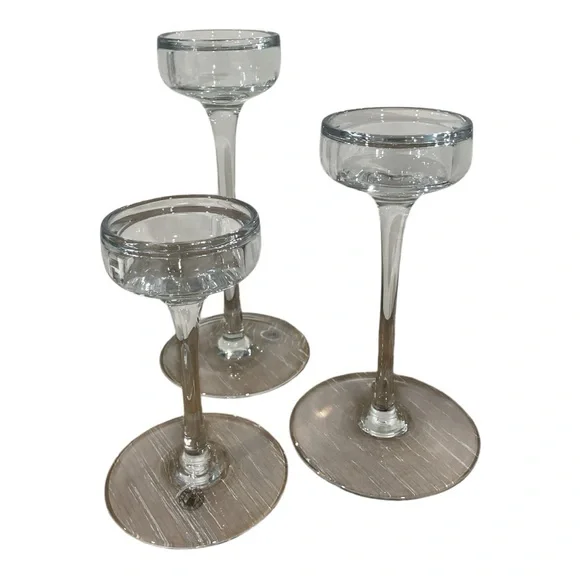 IKEA Clear Glass Candle Holders Set