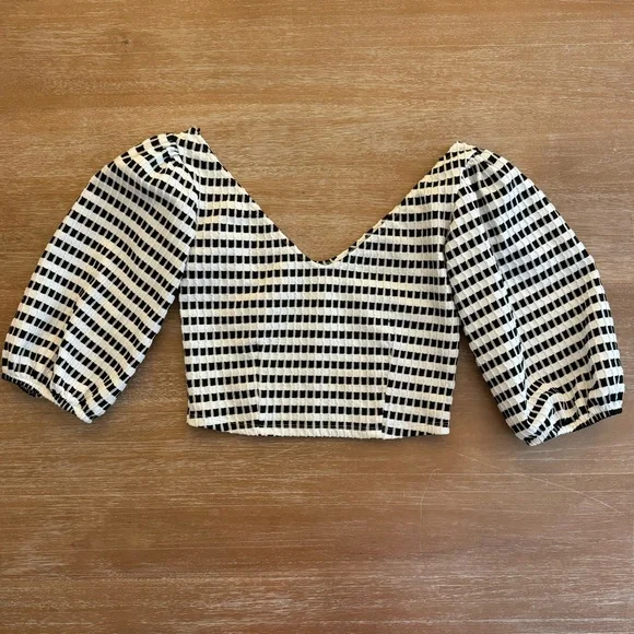Zara Crop Checkered Women's Top