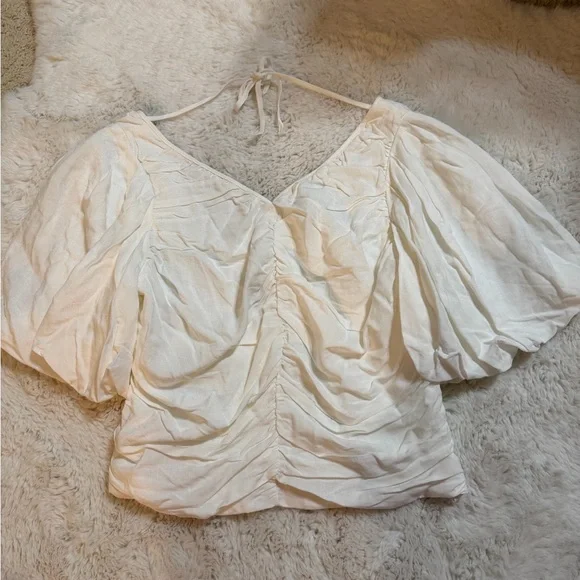 NEW! Anthropologie Cream Puff Sleeve Blouse
