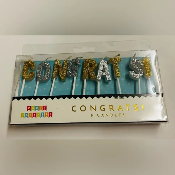New CONGRATS Gold Silver Glitter Candles 9 Partner Planners made in Cambodia
