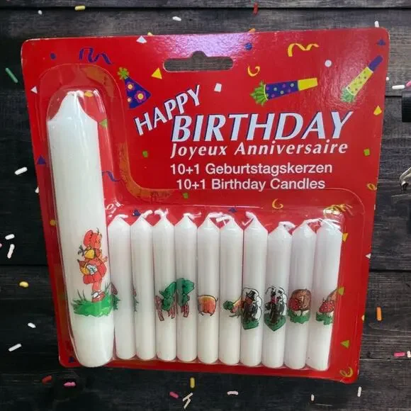 Rare Vtg. Birthday Candles 10 + 1 Larger Candles Mushrooms Girl Boy Luck Germany