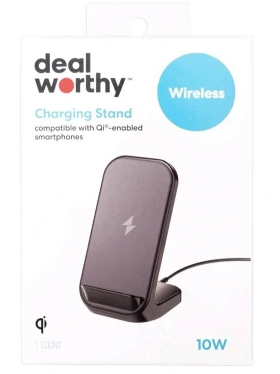 Dealworthy Wireless Charging Stand 10W Qi Compatible Smartphone Charger New NIB