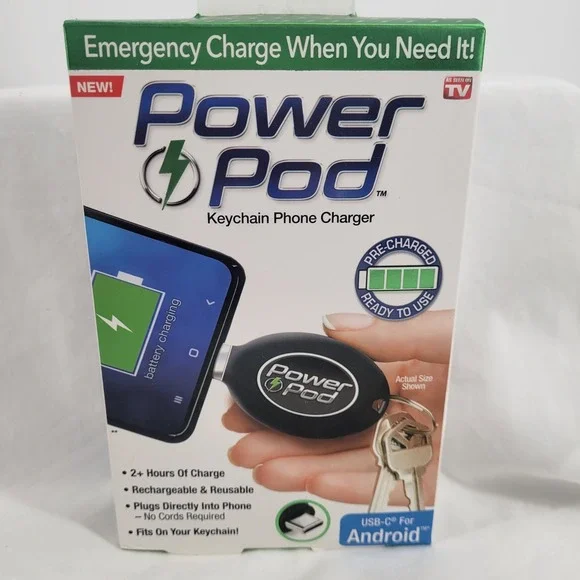 Ontel Power Pod Keychain Phone Charger For‎ Android