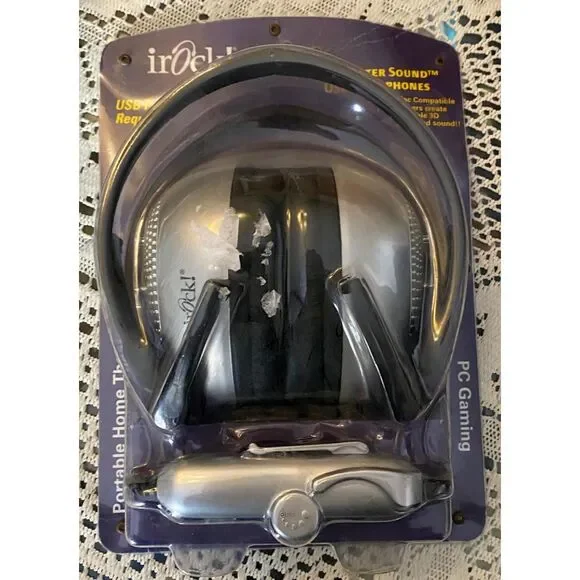 iRock! Model 1051 USB Surround Sound Headphones PC Gaming New in Box