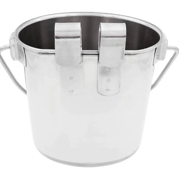 Flat Sided Pail with Dual Hooks, Snugly Fit On Dog, Cat