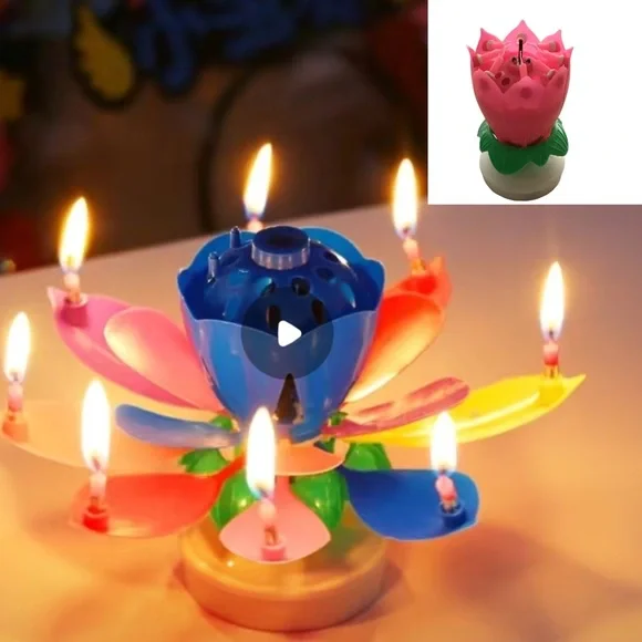 💙❤️ Birthday Candles, Children's Creative Rotating Flowers Singing
