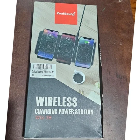ZealSound Triple Wireless Charging Station WG-3B Black Qi 3-Device Charger Pad