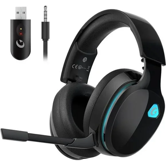 Wireless Gaming Headset PS5 PS4 PC Switch Bluetooth Mic Noise Canceling Black