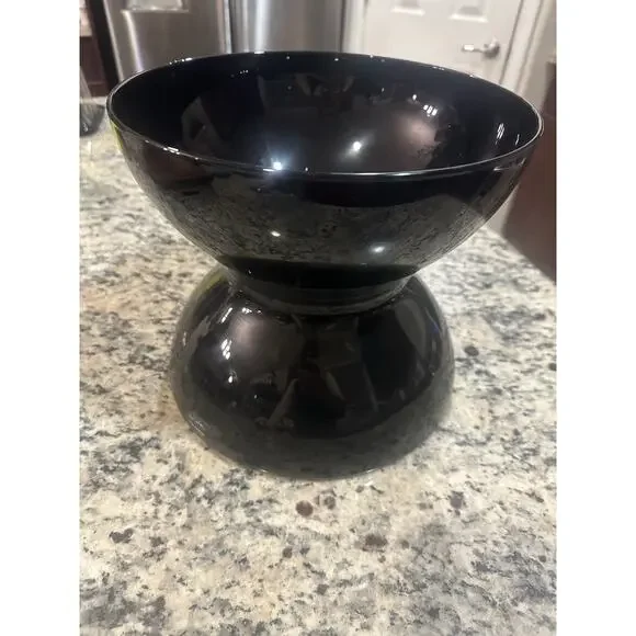 Large IKEA Anne Nilsson Black Glass Diabolo / Diablo Vase Made in Poland