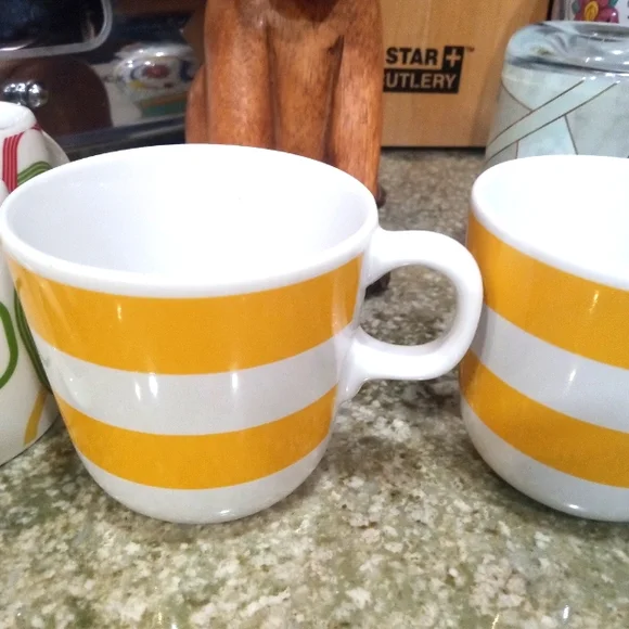 IKEA Yellow and White Striped mugs 6 oz