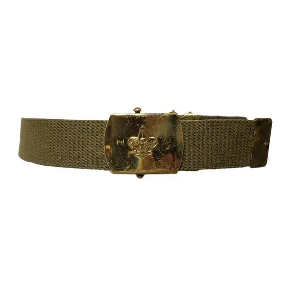 Boy Scouts America brass buckle & belt . made in USA