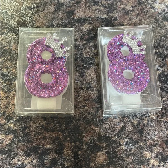 Amazon Glittery Purple Number 8 Cake Candle
