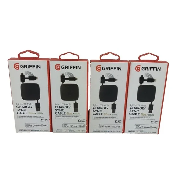Griffin 2 in 1 Travel Charger‎ Sync Cable Micro USB Connector Lot of 4