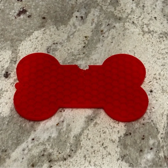 Red Bone-Shaped Dog Lick Mat