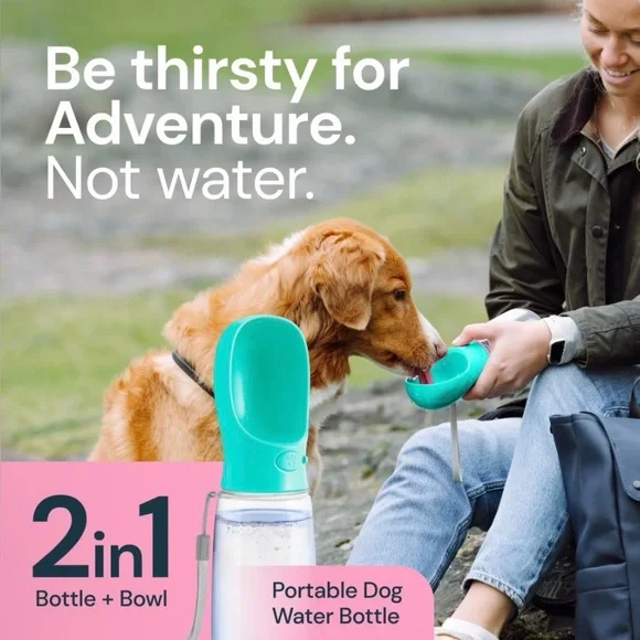 Portable Dog Water Bottle - Teal Blue