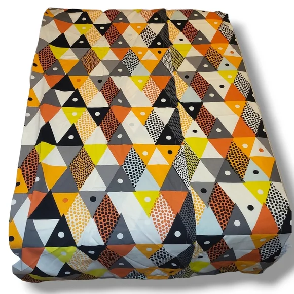 pair of geometric ikea curtains