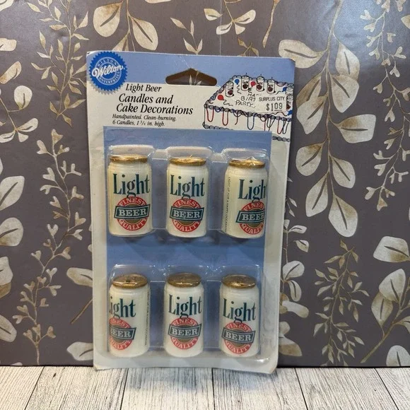 Wilton light BEER Birthday Cake Candles Novelty Beer Can Shape Vintage Nostalgic