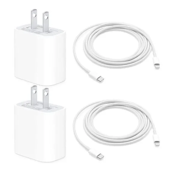 2-Pack 20W MFI Certified Fast Charger w/ 6FT And 10FT Cable for iphone 14 13 Pro