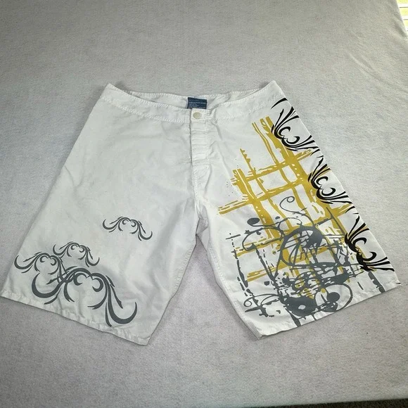 Vintage Aeronautics Swim Trunks Shorts Mens 38‎ Rare Design Y2K White