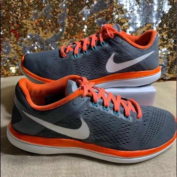 Nike Flex 2016 'Grey Bright Mango' Sneakers