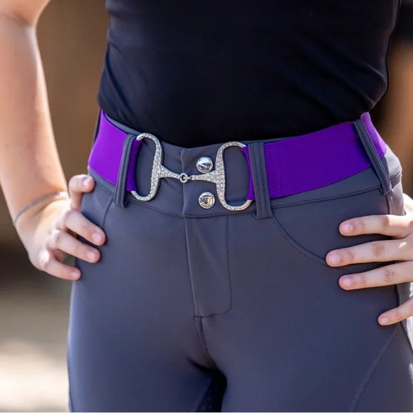 2” Purple Sparkle Equestrian horse Snaffle Bit Belt Elastic One Size Fits A…