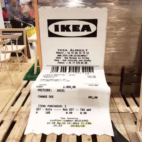 IKEA Reciept Rug White