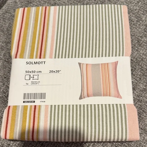 NWT IKEA SOLMOTT Striped Cushion Cover in Green, Pink, Yellow, Red, Cream