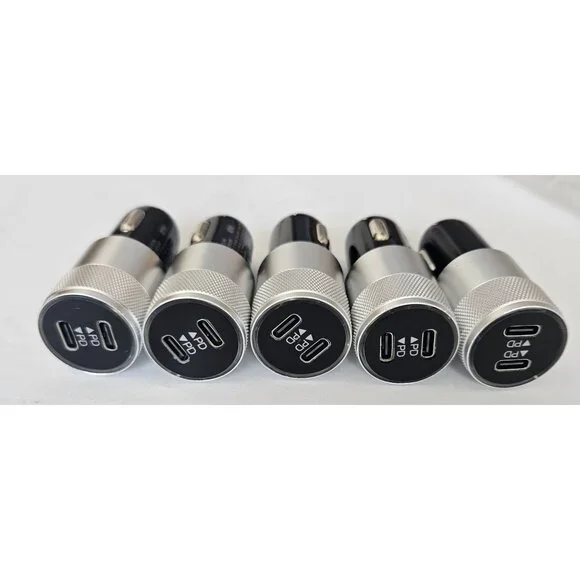 5 Pc 40W Dual PD Car Charger Adapter Fast Charging Type USB C Quick Charger