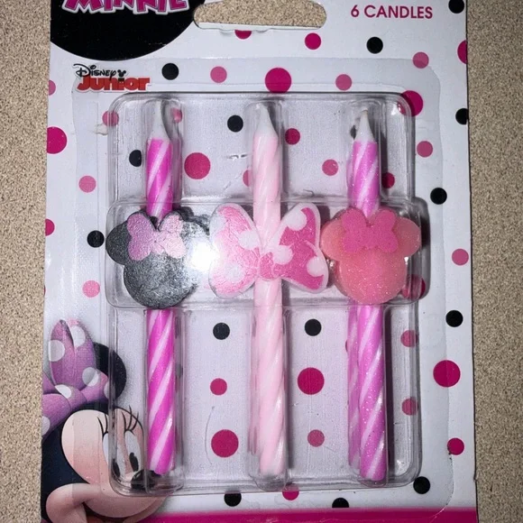 Vibrant Minnie Mouse Birthday Candles | 6 Pack for Perfect Cake Decoration