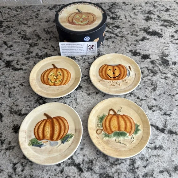 MWW Market How to Carve A Jack-O-Lantern Halloween 4 Mini Plates-Cookie Cake