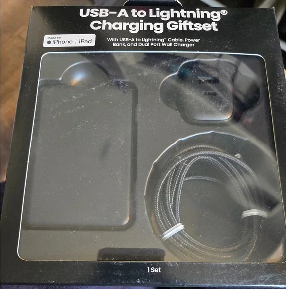 USB-A to Lightning Charging Giftset 5K Power Bank 37W Dual Wall Charger 6ft