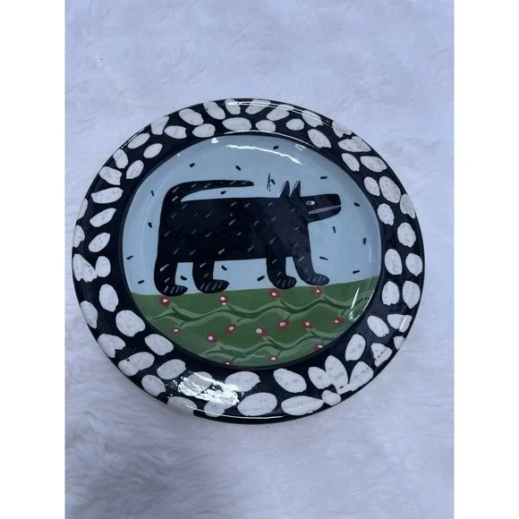 Droll Designs Dog Hand Painted Signed Animal Plate 11.25