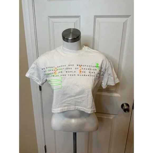 Nike White Short Sleeve Affirmation Cropped T-Shirt, Size Small