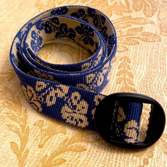 Bison Designs Blue Floral Hawaiian Boys Belt L
